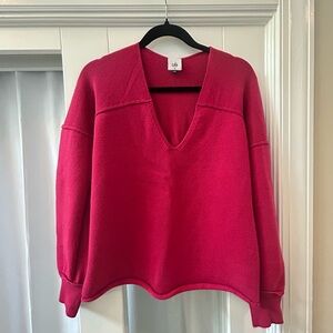 CAbi Women's V-Neck Sweater in Vibrant Pink